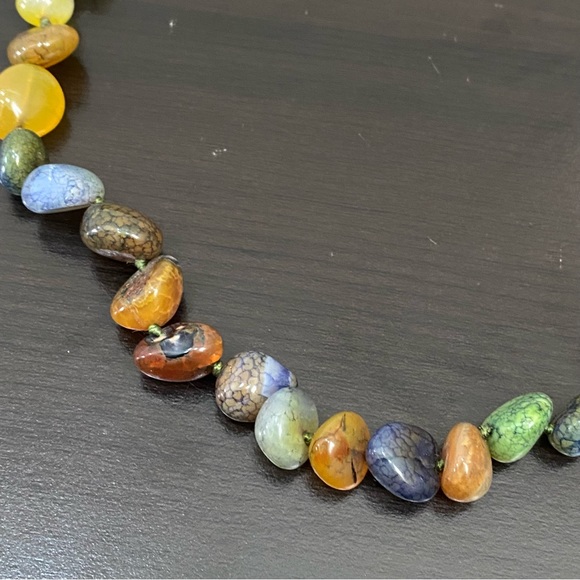 Vintage Green/Multi Semi-Precious Stone Gemstone Beaded Necklace - Picture 10 of 11